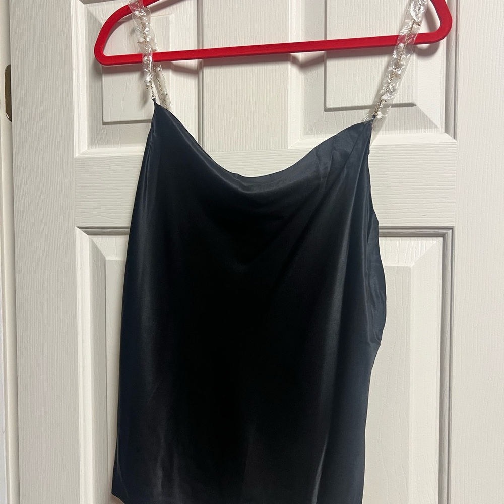 Cami NYC Black Camisole Top with Spaghetti Strap pearls